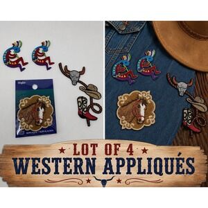 Western Cowboy Patch Lot Kokopelli Horse Bull Skull Boot Hat Iron On Applique